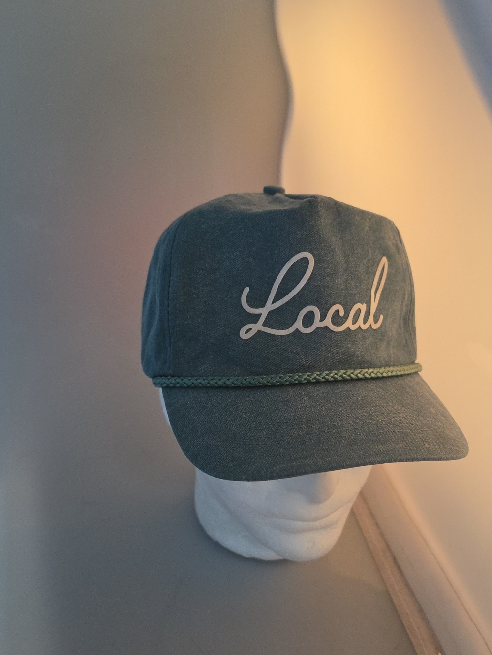 Script Embroidered Cap in Dark Blue